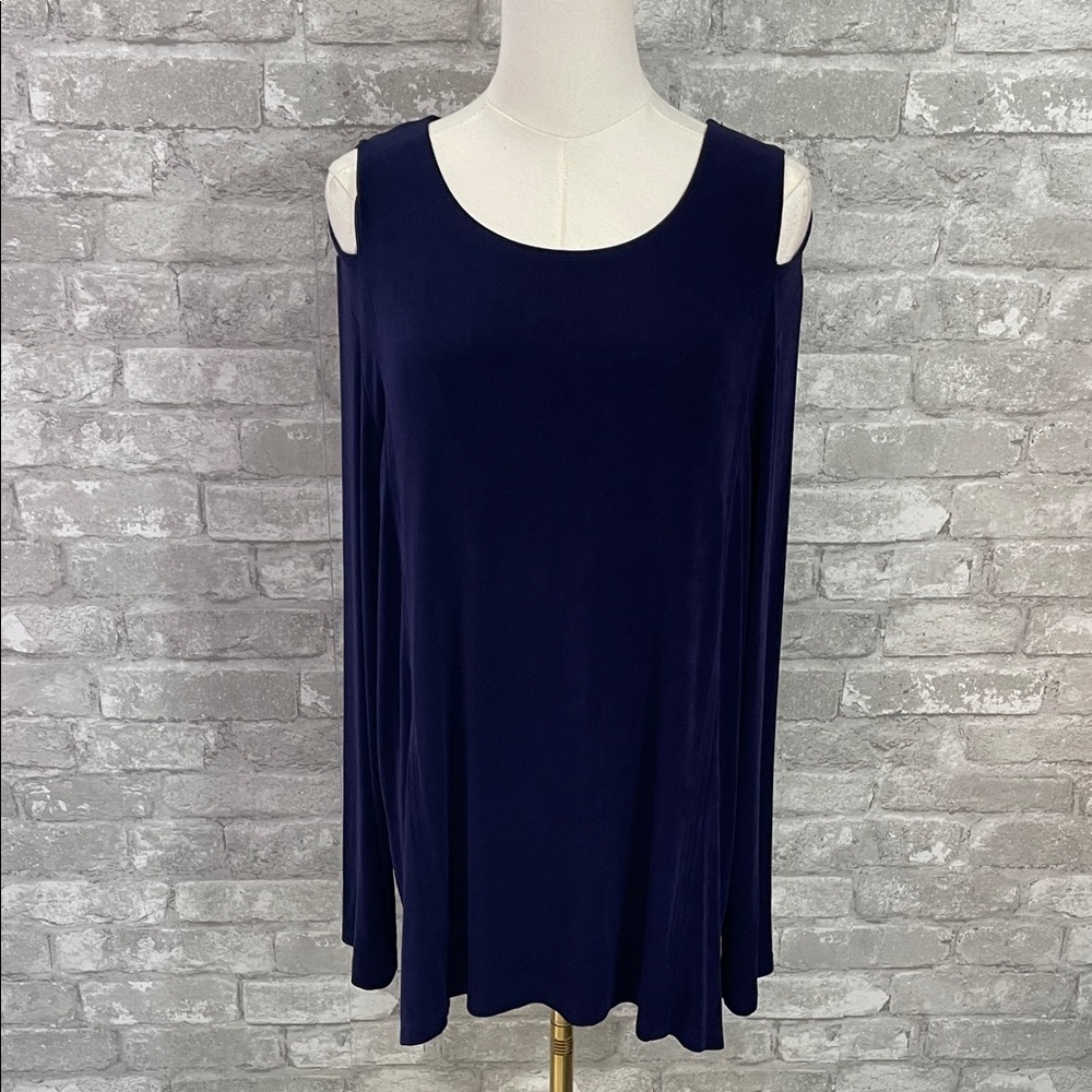 Chico's Travelers Purple Cold Shoulder Blouse